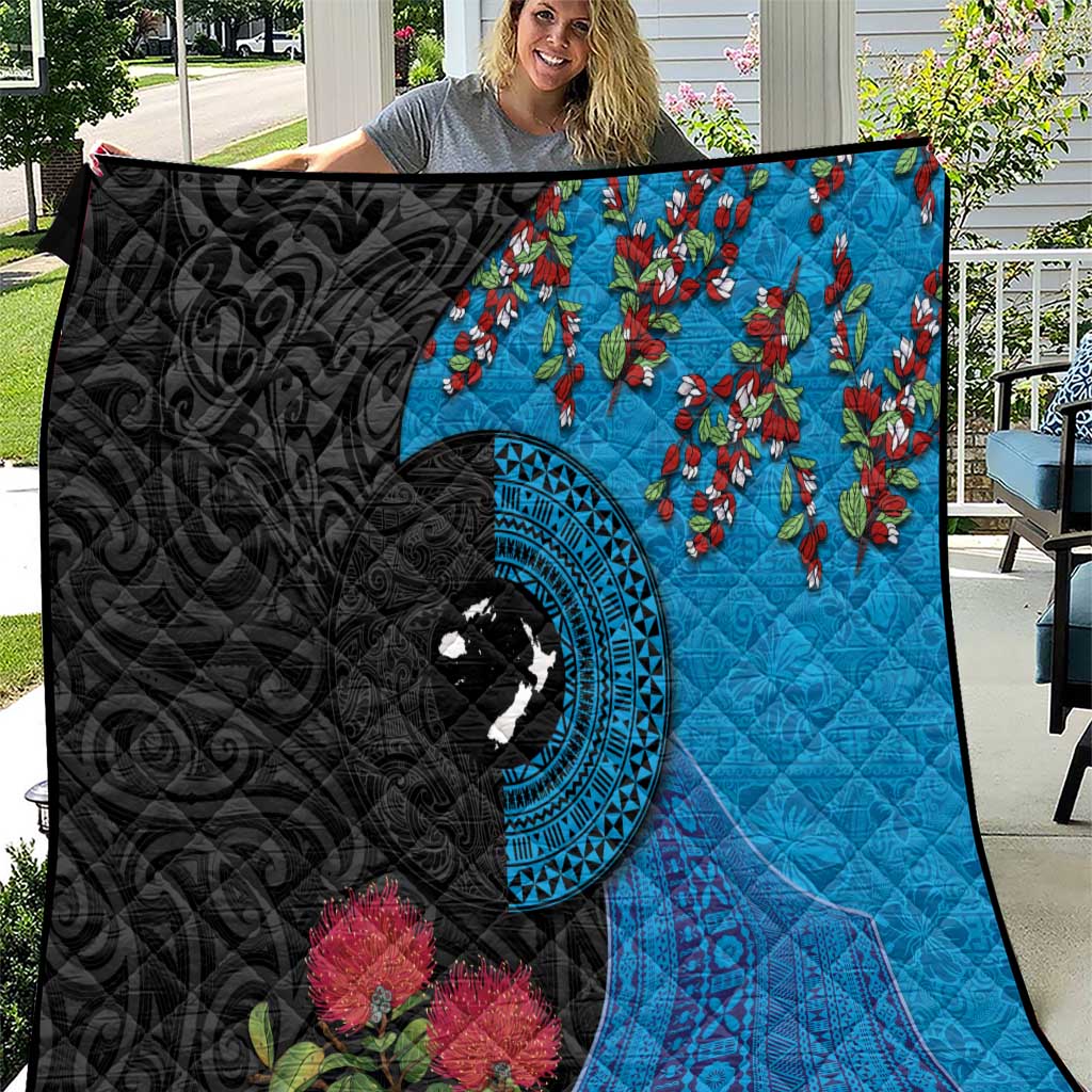 Fiji and New Zealand Together Quilt Tapa Maori Tattoo mix Tagimoucia and Pohutukawa