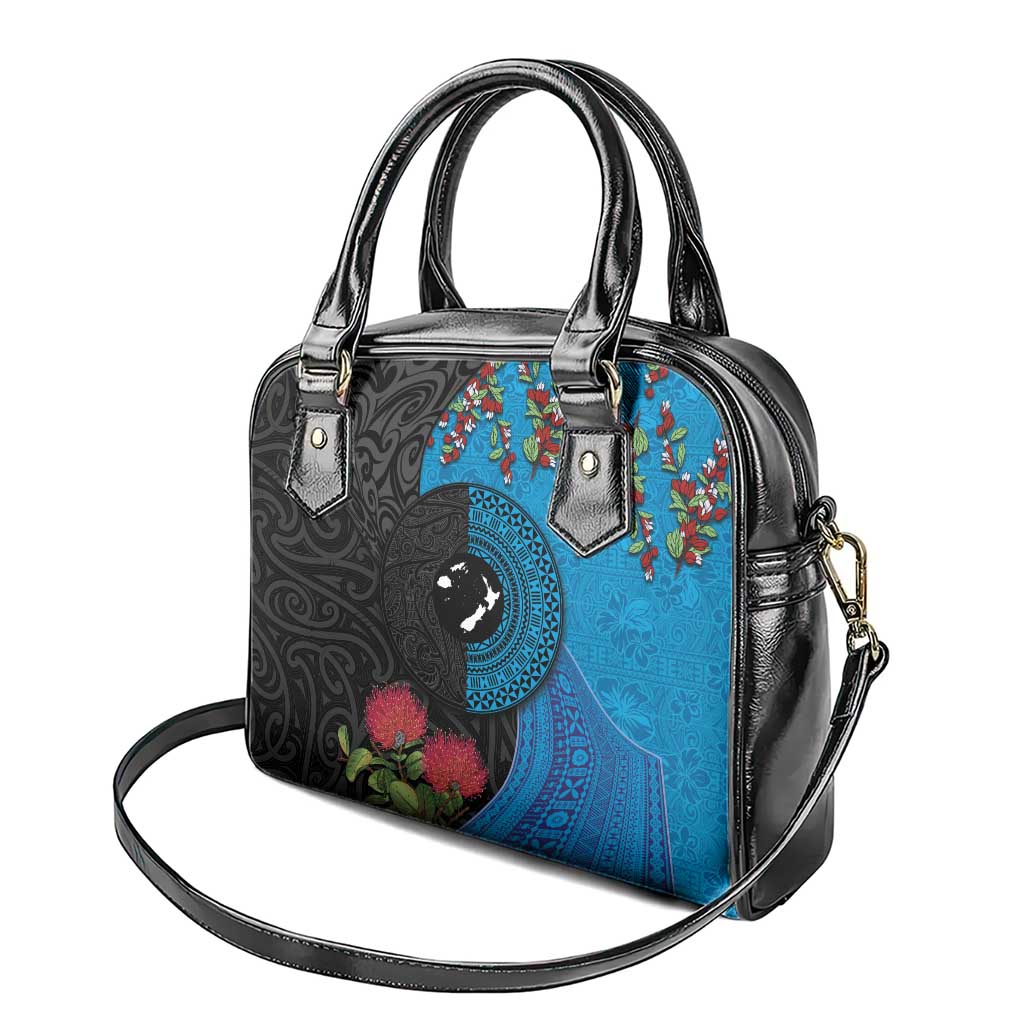 Fiji and New Zealand Together Shoulder Handbag Tapa Maori Tattoo mix Tagimoucia and Pohutukawa