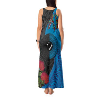 Fiji and New Zealand Together Tank Maxi Dress Tapa Maori Tattoo mix Tagimoucia and Pohutukawa