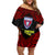 Vitis Central Dabaris Rugby Family Matching Off Shoulder Short Dress and Hawaiian Shirt Papua New Guinea Polynesian Tattoo LT03 Mom's Dress Red - Polynesian Pride