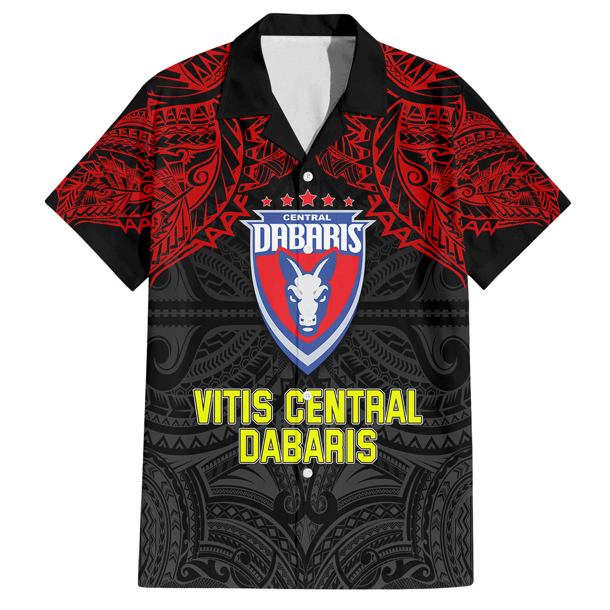 Vitis Central Dabaris Rugby Family Matching Short Sleeve Bodycon Dress and Hawaiian Shirt Papua New Guinea Polynesian Tattoo LT03 Dad's Shirt - Short Sleeve Red - Polynesian Pride
