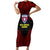 Vitis Central Dabaris Rugby Short Sleeve Bodycon Dress Papua New Guinea Polynesian Tattoo LT03 Long Dress Red - Polynesian Pride