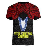 Vitis Central Dabaris Rugby Women V Neck T Shirt Papua New Guinea Polynesian Tattoo LT03 - Polynesian Pride