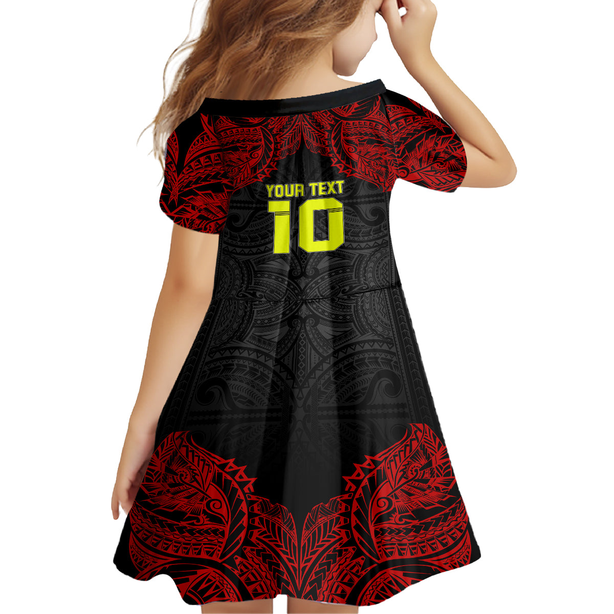 Custom Vitis Central Dabaris Rugby Kid Short Sleeve Dress Papua New Guinea Polynesian Tattoo LT03 - Polynesian Pride