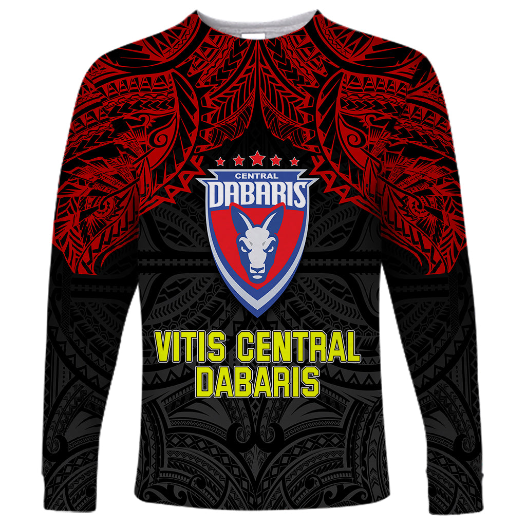 Custom Vitis Central Dabaris Rugby Long Sleeve Shirt Papua New Guinea Polynesian Tattoo LT03 Unisex Red - Polynesian Pride