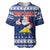 Tokelau Christmas Baseball Jersey Santa Claus Tokelau Flag and Coat of Arms with Polynesian Pattern LT03 Blue - Polynesian Pride