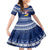 Tokelau Christmas Family Matching Off Shoulder Short Dress and Hawaiian Shirt Santa Claus Tokelau Flag and Coat of Arms with Polynesian Pattern LT03 Daughter's Dress Blue - Polynesian Pride