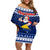 Tokelau Christmas Family Matching Off Shoulder Short Dress and Hawaiian Shirt Santa Claus Tokelau Flag and Coat of Arms with Polynesian Pattern LT03 Mom's Dress Blue - Polynesian Pride