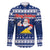 Tokelau Christmas Family Matching Puletasi Dress and Hawaiian Shirt Santa Claus Tokelau Flag and Coat of Arms with Polynesian Pattern LT03 Dad's Shirt - Long Sleeve Blue - Polynesian Pride