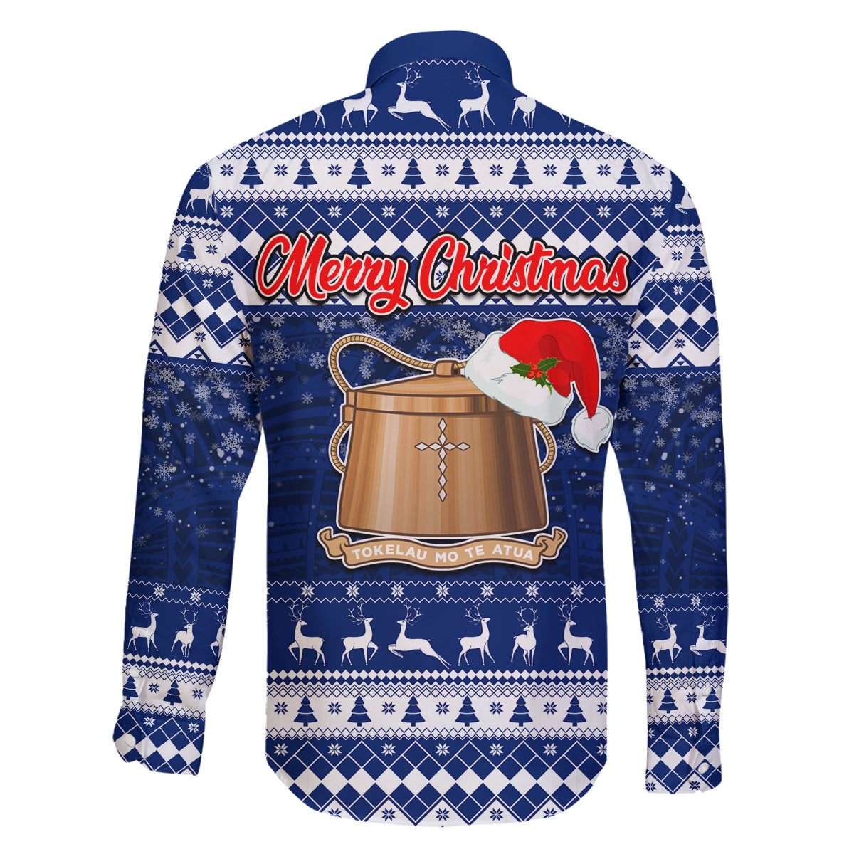 Tokelau Christmas Family Matching Summer Maxi Dress and Hawaiian Shirt Santa Claus Tokelau Flag and Coat of Arms with Polynesian Pattern LT03 - Polynesian Pride
