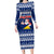 Tokelau Christmas Long Sleeve Bodycon Dress Santa Claus Tokelau Flag and Coat of Arms with Polynesian Pattern LT03 Long Dress Blue - Polynesian Pride