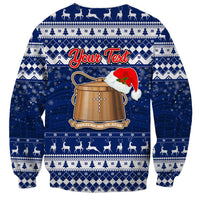 Personalised Tokelau Christmas Sweatshirt Santa Claus Tokelau Flag and Coat of Arms with Polynesian Pattern LT03 - Polynesian Pride