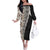 Tukenny Pattern Fijian War Clubs Mix Tapa Tribal Family Matching Off Shoulder Long Sleeve Dress and Hawaiian Shirt LT03 Mom's Dress Beige - Polynesian Pride