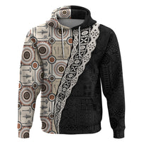 Tukenny Pattern Fijian War Clubs Mix Tapa Tribal Hoodie LT03 Pullover Hoodie Beige - Polynesian Pride