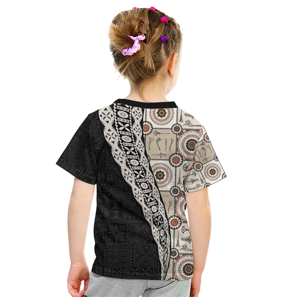Tukenny Pattern Fijian War Clubs Mix Tapa Tribal Kid T Shirt LT03 - Polynesian Pride
