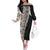 Tukenny Pattern Fijian War Clubs Mix Tapa Tribal Off The Shoulder Long Sleeve Dress LT03 Women Beige - Polynesian Pride