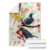 New Zealand Pohutukawa Tui Bird Blanket Kowhai Version LT03 - Polynesian Pride