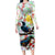 New Zealand Pohutukawa Tui Bird Family Matching Long Sleeve Bodycon Dress and Hawaiian Shirt Kowhai Version LT03 Mom's Dress White - Polynesian Pride