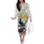 New Zealand Pohutukawa Tui Bird Family Matching Off Shoulder Long Sleeve Dress and Hawaiian Shirt Kowhai Version LT03 Mom's Dress White - Polynesian Pride