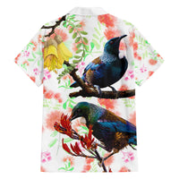 New Zealand Pohutukawa Tui Bird Family Matching Tank Maxi Dress and Hawaiian Shirt Kowhai Version LT03 - Polynesian Pride
