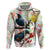 New Zealand Pohutukawa Tui Bird Hoodie Kowhai Version LT03 Zip Hoodie White - Polynesian Pride