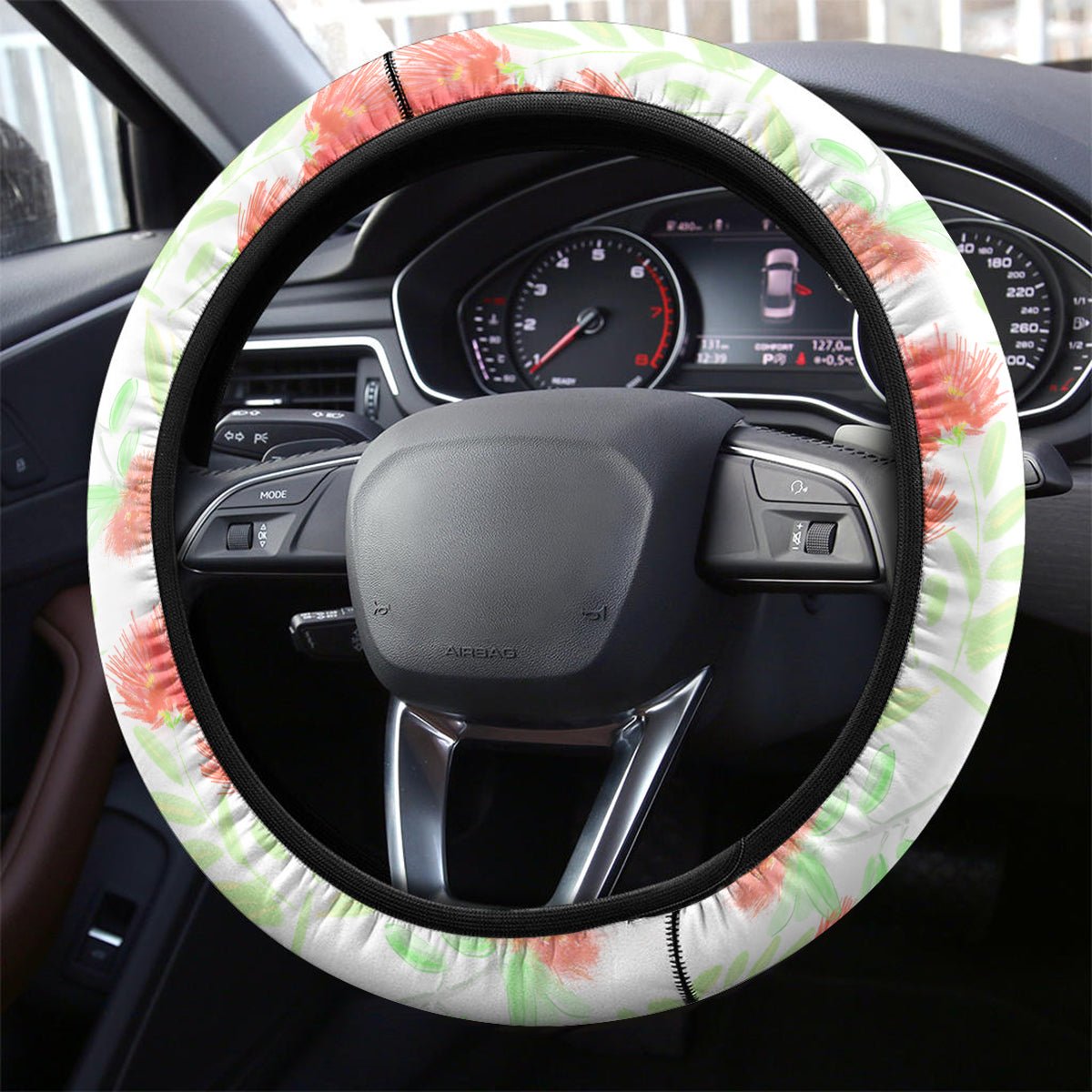 New Zealand Pohutukawa Tui Bird Steering Wheel Cover Kowhai Version LT03 - Polynesian Pride