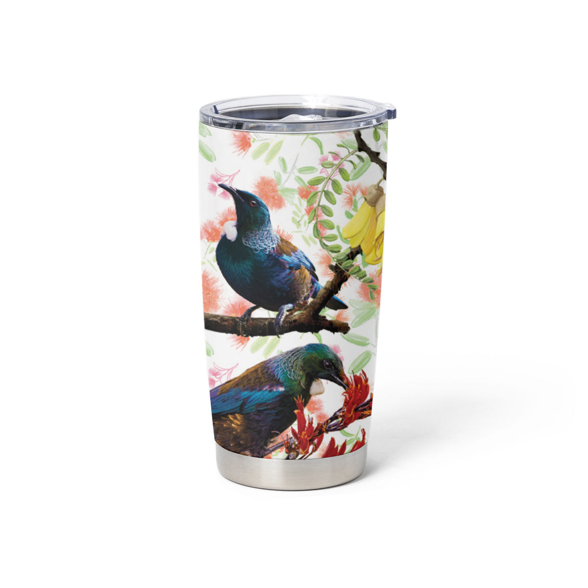 New Zealand Pohutukawa Tui Bird Tumbler Cup Kowhai Version LT03 - Polynesian Pride
