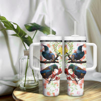 New Zealand Pohutukawa Tui Bird Tumbler With Handle Kowhai Version LT03 - Polynesian Pride