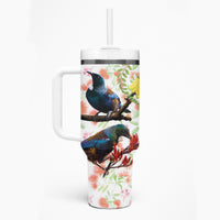 New Zealand Pohutukawa Tui Bird Tumbler With Handle Kowhai Version LT03 - Polynesian Pride