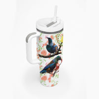 New Zealand Pohutukawa Tui Bird Tumbler With Handle Kowhai Version LT03 - Polynesian Pride