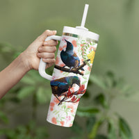 New Zealand Pohutukawa Tui Bird Tumbler With Handle Kowhai Version LT03 - Polynesian Pride
