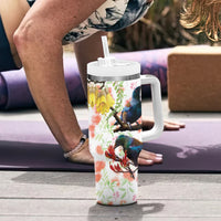 New Zealand Pohutukawa Tui Bird Tumbler With Handle Kowhai Version LT03 - Polynesian Pride