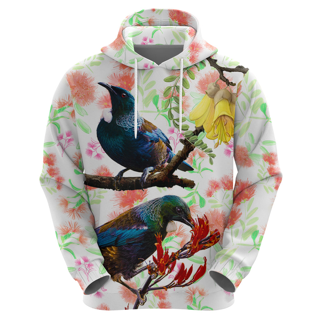 New Zealand Pohutukawa Tui Bird Zip Hoodie Kowhai Version LT03 - Polynesian Pride