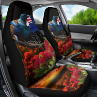 New Zealand ANZAC Day Car Seat Cover Pohutukawa Flower and Tui Bird LT03 - Polynesian Pride