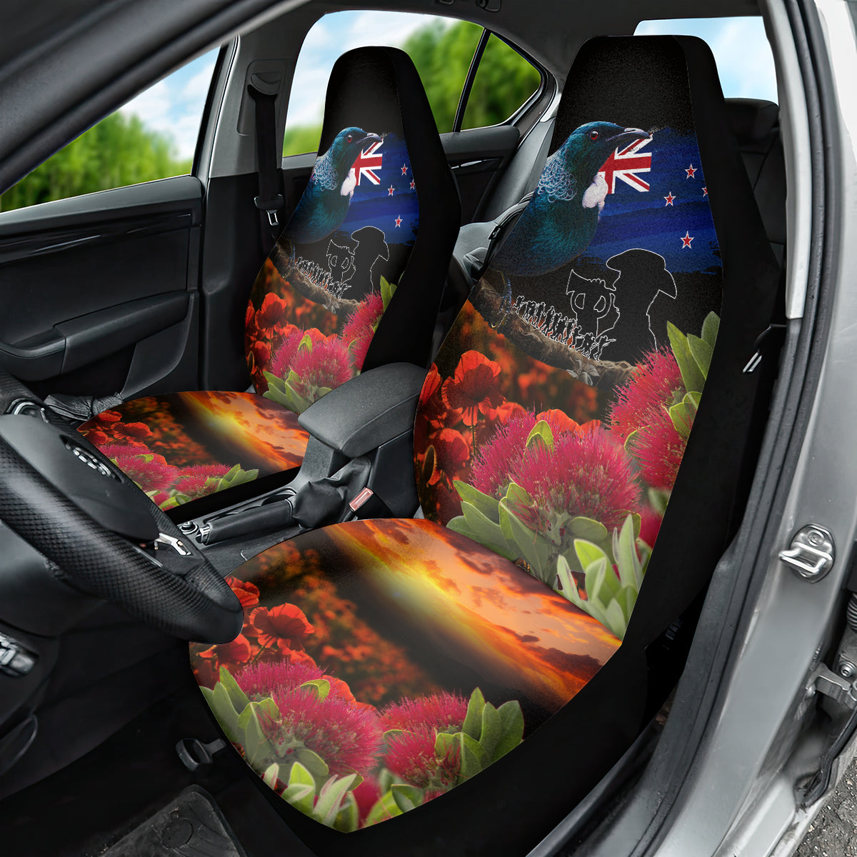 New Zealand ANZAC Day Car Seat Cover Pohutukawa Flower and Tui Bird LT03 - Polynesian Pride