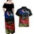 New Zealand ANZAC Day Couples Matching Off Shoulder Maxi Dress and Hawaiian Shirt Pohutukawa Flower and Tui Bird LT03 - Polynesian Pride