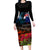 New Zealand ANZAC Day Family Matching Long Sleeve Bodycon Dress and Hawaiian Shirt Pohutukawa Flower and Tui Bird LT03 Mom's Dress Black - Polynesian Pride