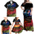 New Zealand ANZAC Day Family Matching Off Shoulder Maxi Dress and Hawaiian Shirt Pohutukawa Flower and Tui Bird LT03 - Polynesian Pride