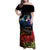 New Zealand ANZAC Day Family Matching Off Shoulder Maxi Dress and Hawaiian Shirt Pohutukawa Flower and Tui Bird LT03 Mom's Dress Black - Polynesian Pride