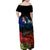 New Zealand ANZAC Day Family Matching Off Shoulder Maxi Dress and Hawaiian Shirt Pohutukawa Flower and Tui Bird LT03 - Polynesian Pride