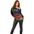 New Zealand ANZAC Day Off Shoulder Sweater Pohutukawa Flower and Tui Bird LT03 - Polynesian Pride