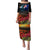 New Zealand ANZAC Day Puletasi Pohutukawa Flower and Tui Bird LT03 Long Dress Black - Polynesian Pride