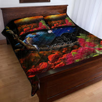 New Zealand ANZAC Day Quilt Bed Set Pohutukawa Flower and Tui Bird LT03 - Polynesian Pride