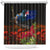 New Zealand ANZAC Day Shower Curtain Pohutukawa Flower and Tui Bird LT03 Black - Polynesian Pride