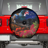 New Zealand ANZAC Day Spare Tire Cover Pohutukawa Flower and Tui Bird LT03 - Polynesian Pride