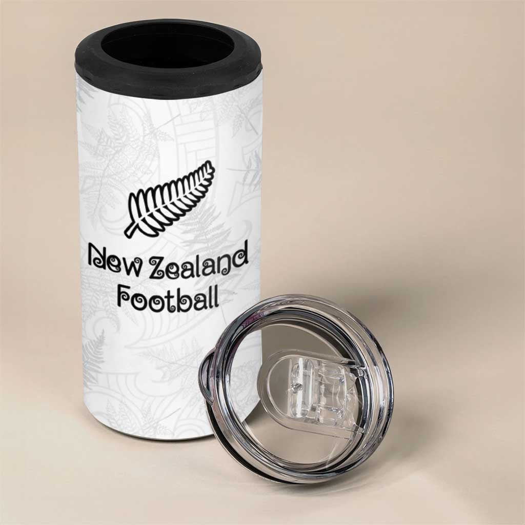Custom New Zealand Football 4 in 1 Can Cooler Tumbler Go All Silver Ferns - Towards World Cup 2026