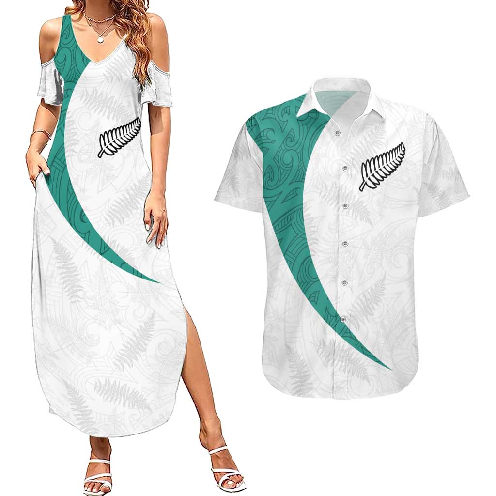 Custom New Zealand Football Couples Matching Summer Maxi Dress and Hawaiian Shirt Go All Silver Ferns - Towards World Cup 2026