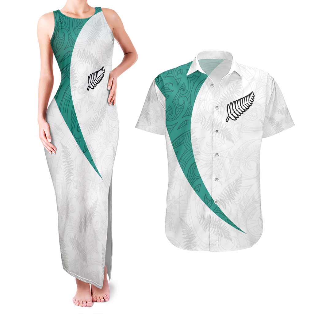 Custom New Zealand Football Couples Matching Tank Maxi Dress and Hawaiian Shirt Go All Silver Ferns - Towards World Cup 2026