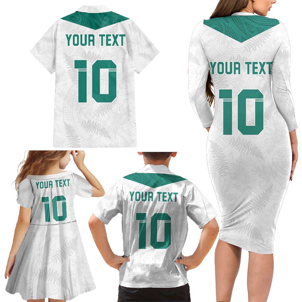 Custom New Zealand Football Family Matching Long Sleeve Bodycon Dress and Hawaiian Shirt Go All Silver Ferns - Towards World Cup 2026