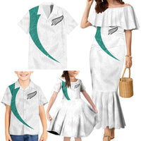 Custom New Zealand Football Family Matching Mermaid Dress and Hawaiian Shirt Go All Silver Ferns - Towards World Cup 2026